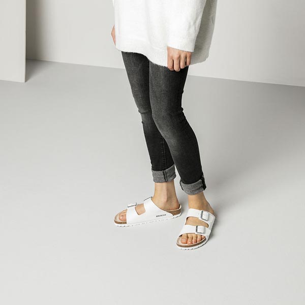 BIRKENSTOCK Arizona White - silver buckle Birko-Flor Outlet Store