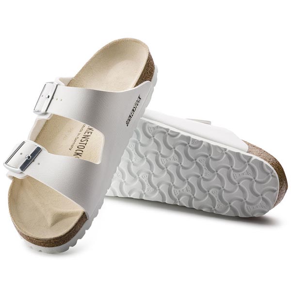 BIRKENSTOCK Arizona White - silver buckle Birko-Flor Outlet Store