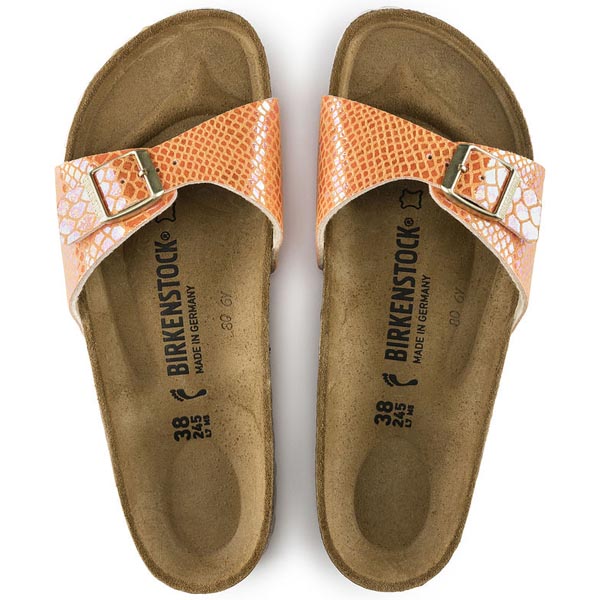 BIRKENSTOCK Madrid Shiny Snake Orange Birko-Flor Outlet Store