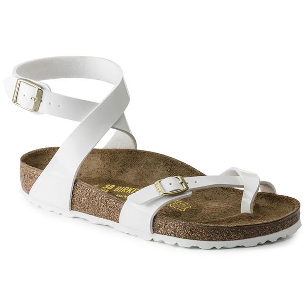 BIRKENSTOCK Yara White - gold buckles Birko-Flor Patent Outlet Store