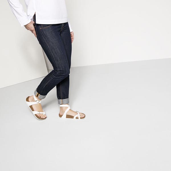 BIRKENSTOCK Yara White - gold buckles Birko-Flor Patent Outlet Store