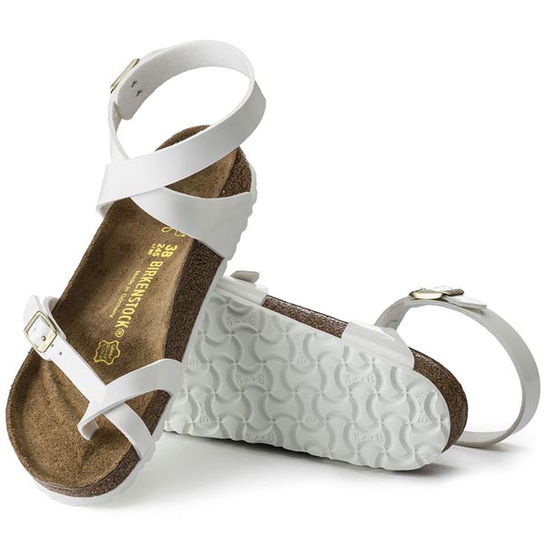 BIRKENSTOCK Yara White - gold buckles Birko-Flor Patent Outlet Store