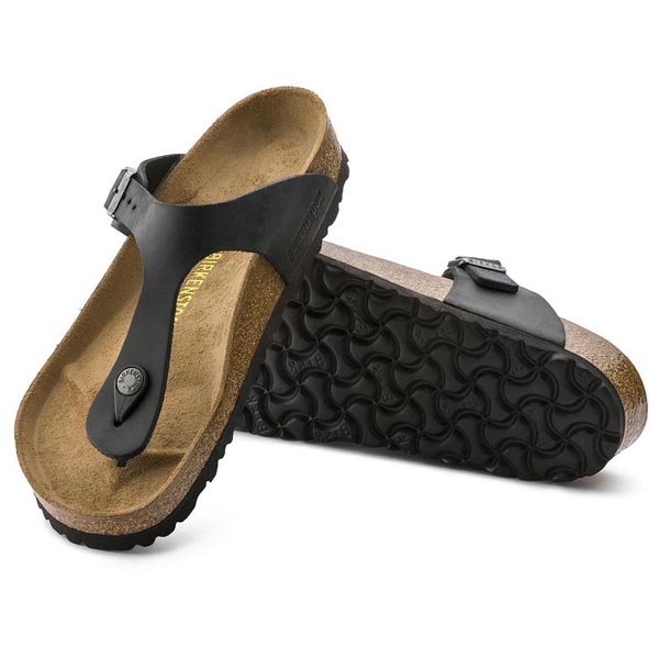 BIRKENSTOCK Gizeh Black Oiled Leather Outlet Store
