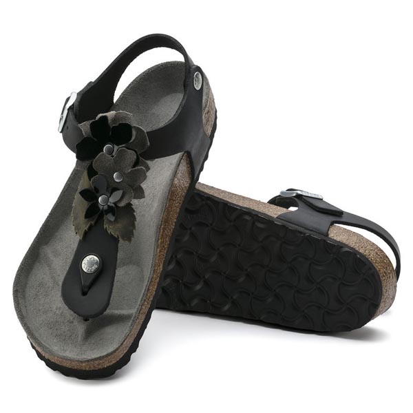 BIRKENSTOCK Kairo Flower Black Leather Outlet Store