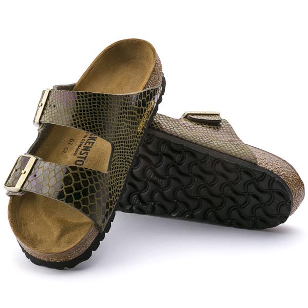 BIRKENSTOCK Arizona Shiny Snake Dark Olive Birko-Flor Outlet Store