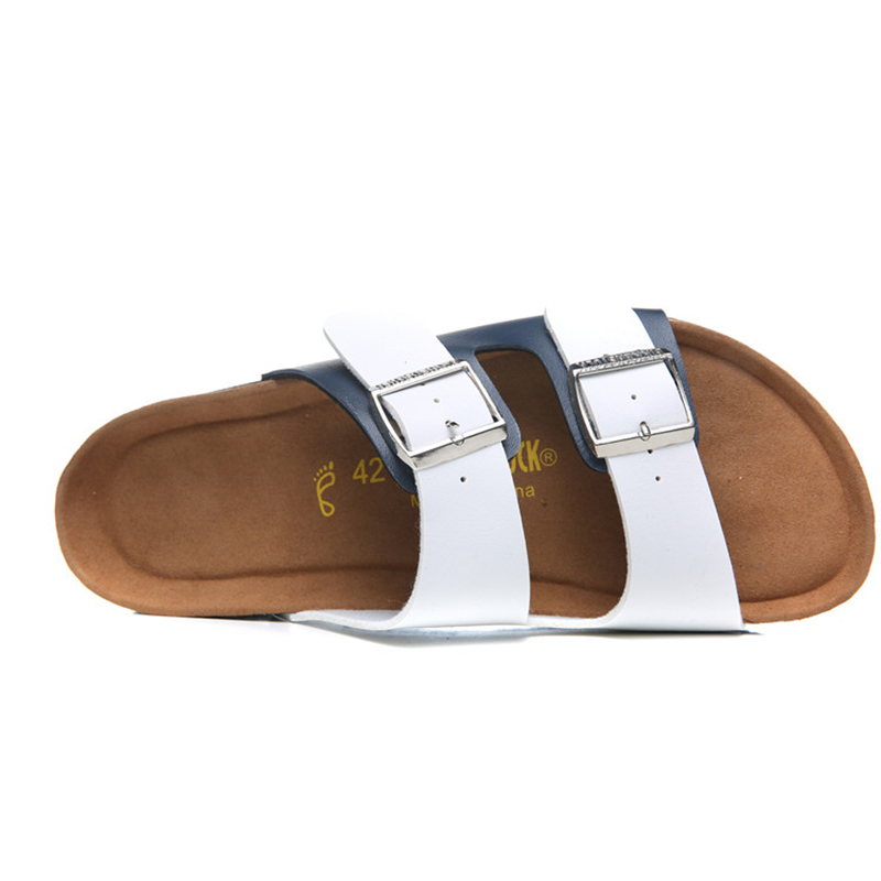 2018 Birkenstock 138 Leather Sandal White and blue